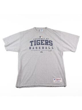 Y2K Detroit Tigers Baseball Majestic T Shirt Gray MLB Property Of Tigers Size L